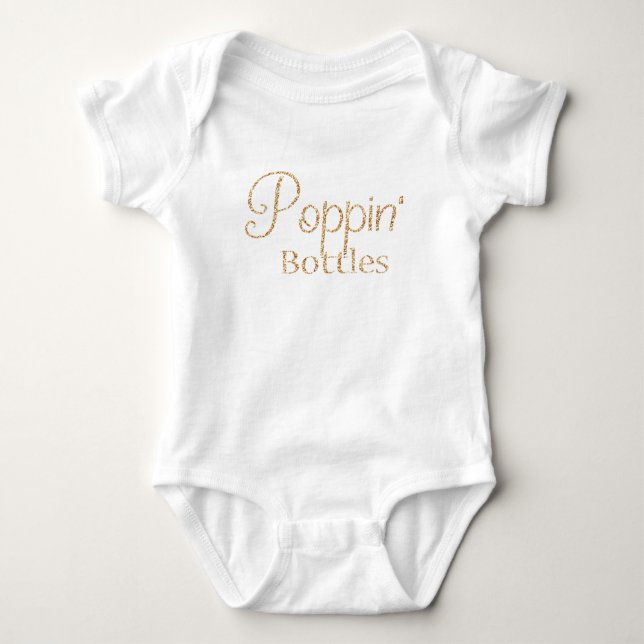 Poppin flaskor i guld- glitterbaby tröja (Framsida)