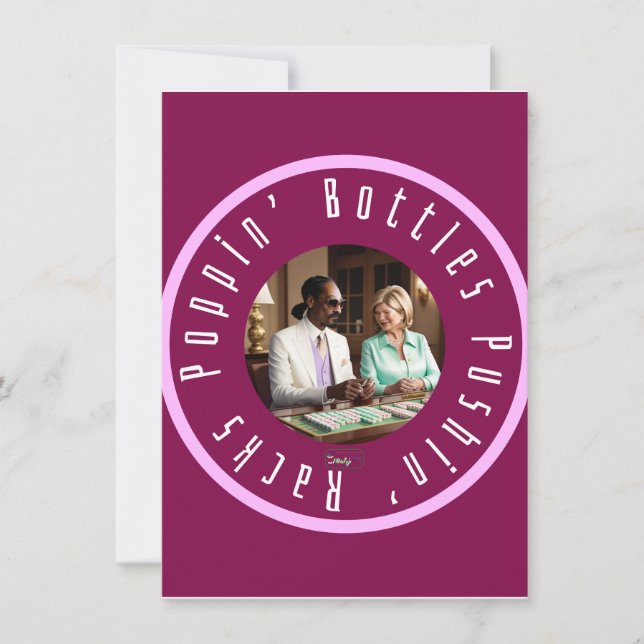 Poppin Flaskor och Pushin Racks Mahj Martha& Snoop Julkort (Framsida)