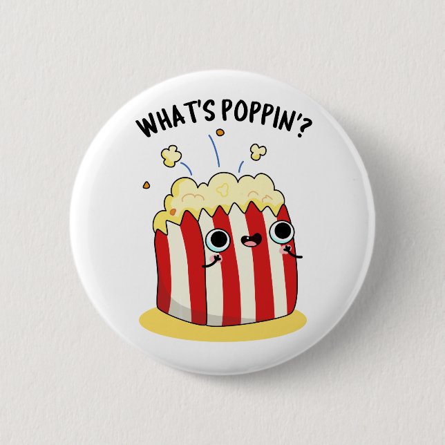Poppin Funny Popcorn Pun Knapp (Framsida)