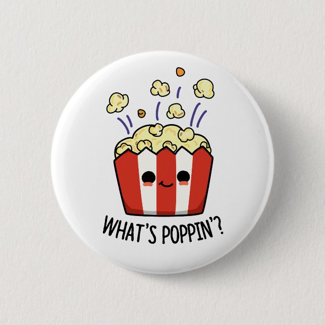 Poppin Funny Popcorn Pun Knapp (Framsida)
