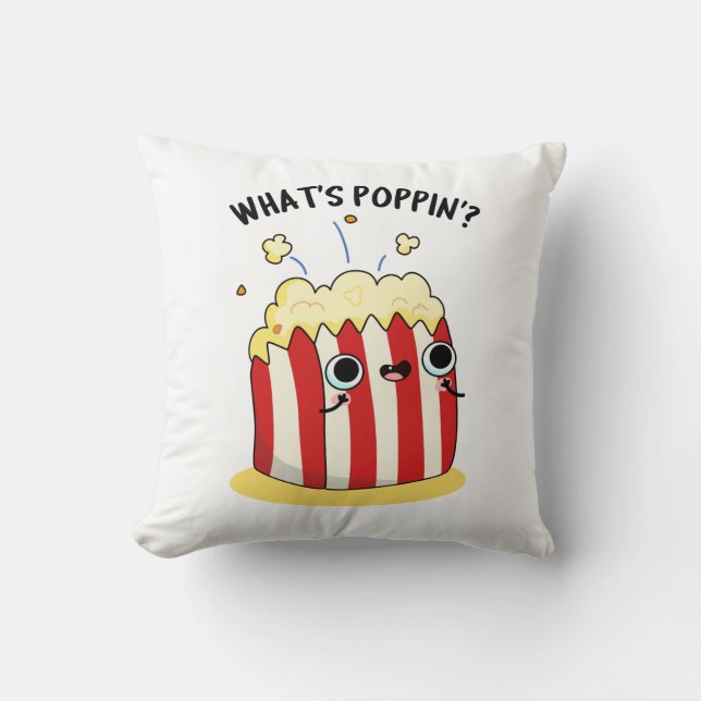 Poppin Funny Popcorn Pun Kudde (Framsida)