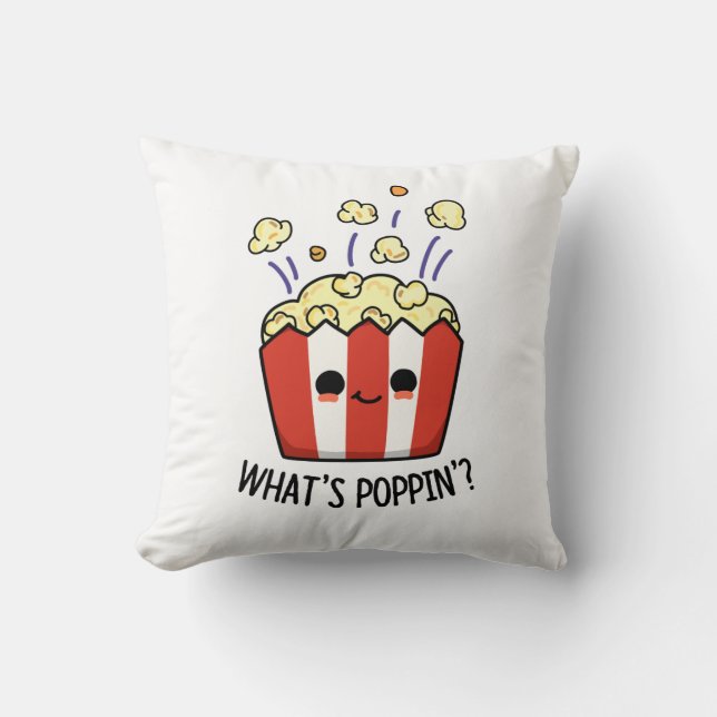 Poppin Funny Popcorn Pun Kudde (Framsida)