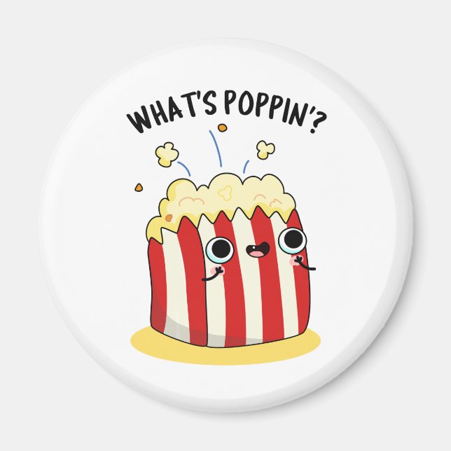 Poppin Funny Popcorn Pun Magnet (Framsidan)