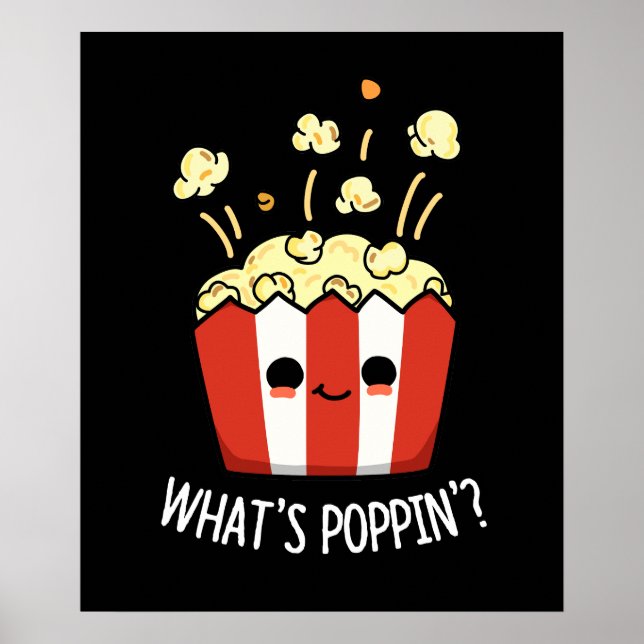 Poppin Funny Popcorn Pun Mörk BG Poster (Framsidan)