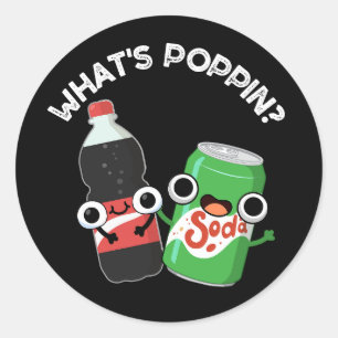 Poppin Funny Soda Pop Pun Mörk BG Runt Klistermärke