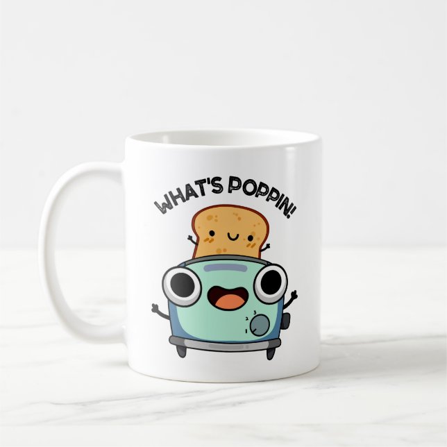 Poppin Funny Toast Pun Kaffemugg (Vänster)