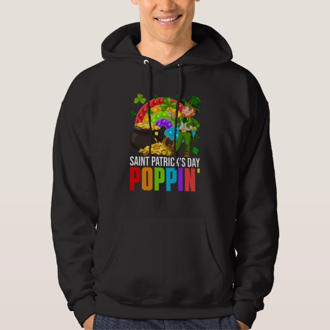 Poppin' Leprechaun & Pop It Rainbow Saint Patricks Hoodie (Framsida)