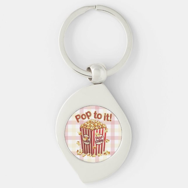 Poppin med Stil - "Pop to it!" Swirl Silverfärgad Nyckelring (Framsidan)