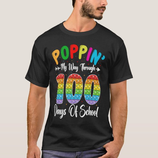 Poppin My Way Through 100 Days Of School Kindergar T Shirt (Framsida)