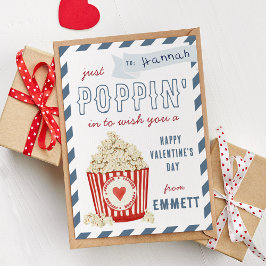Poppin Popcorn Classroom Valentines day Card Inbjudningar