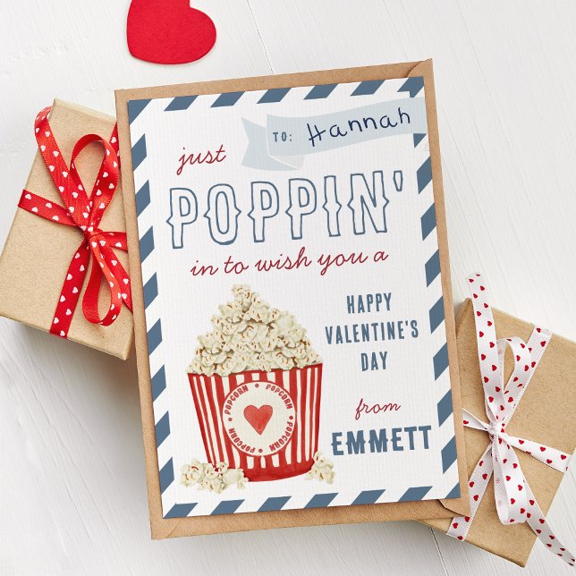 Poppin Popcorn Classroom Valentines day Card Inbjudningar (Skapare uppladdad)
