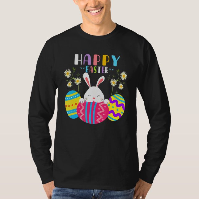 Poppin Rainbow Bunny Pop för Påsk-dagen T Shirt (Framsida)