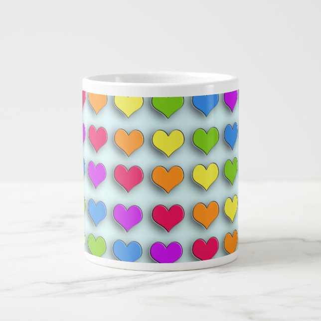 Poppin Retro Hearts Jumbo Mugg (Framsidan)
