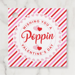 Poppin Valentine Day Rosa and Red Rand Gåvor Etiketter