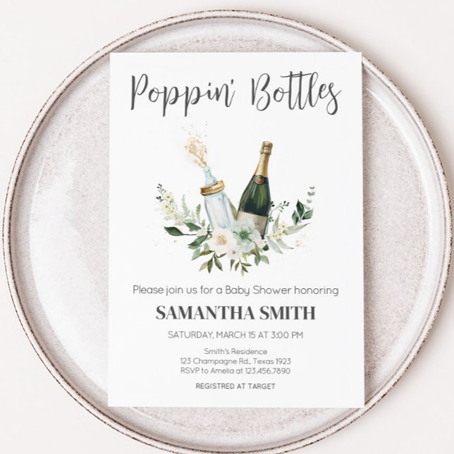Poppin'Baby Flaskor Baby Shower Inbjudningar (Poppin' Bottles Baby Shower Invitation)