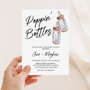 Poppin'Flaskor, Baby Shower, A Baby brinner Inbjudningar