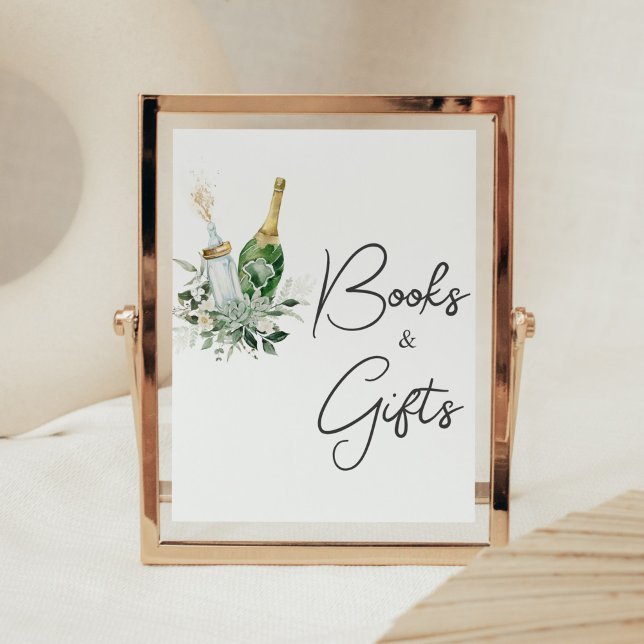 Poppin'Flaskor Baby Shower Bokar och presenter Poster (Poppin' Baby Bottles Baby Shower Books and Gifts Sign)