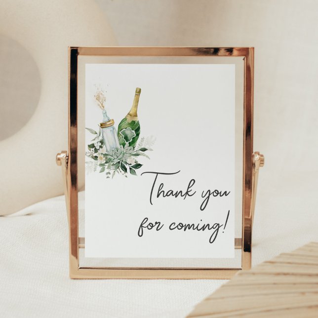 Poppin'Flaskor Baby Shower Tack för att du kom Poster (Poppin' Baby Bottles Baby Shower Thank you for Coming Sign)