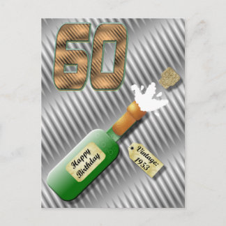 Popping Champagne Flaska 60:e födelsedagsvykort Vykort