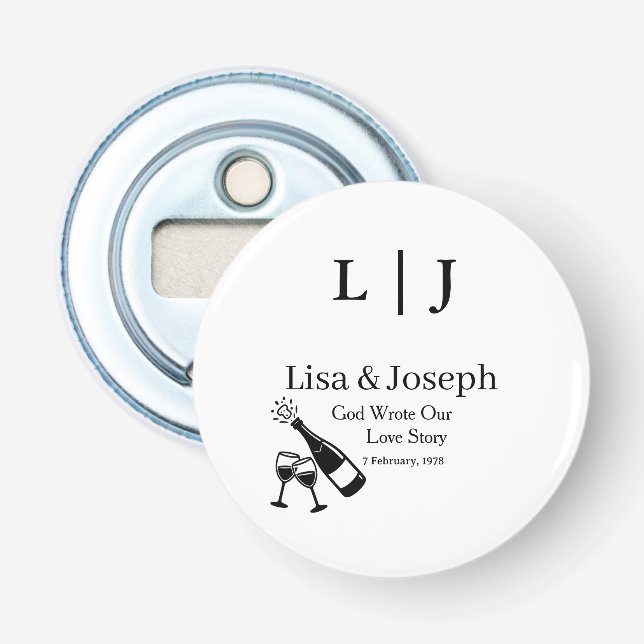 Popping Champagne &Toasting Glasses Party Wedding  Flasköppnare (Framsidan)