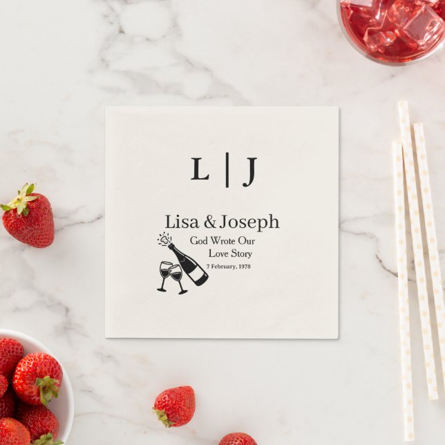 Popping Champagne &Toasting Glasses Party Wedding  Pappersservett (Insitu)