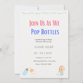 Popping Flaskor Baby Shower Gender Neutral Inbjudningar