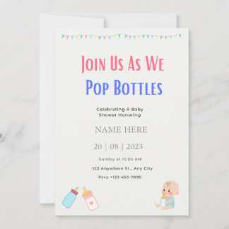 Popping Flaskor Baby Shower Gender Neutral Inbjudningar