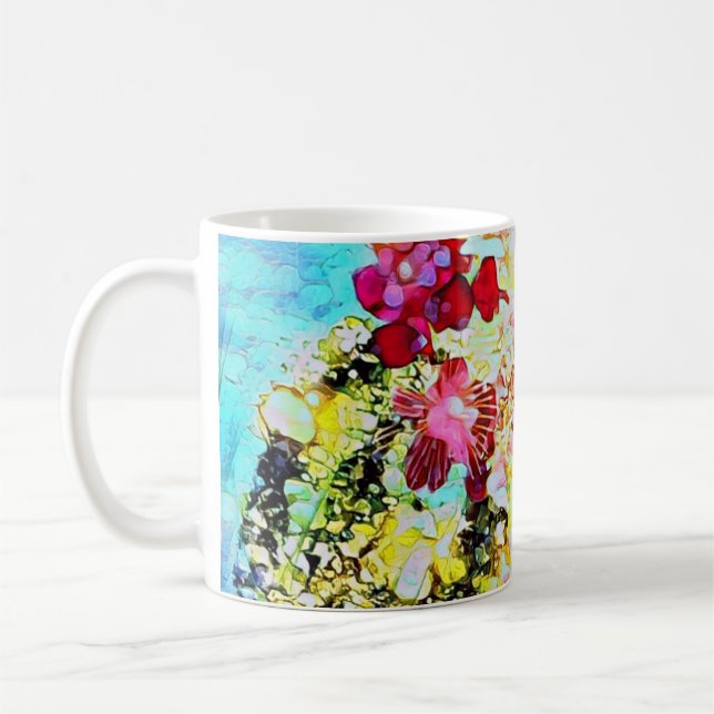 Popping Petals! Blankt gratulationskort för konst Kaffemugg (Vänster)