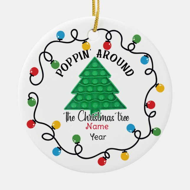 Poppit Ornament, Poppin runt Julgran Julgransprydnad Keramik (Framsidan)