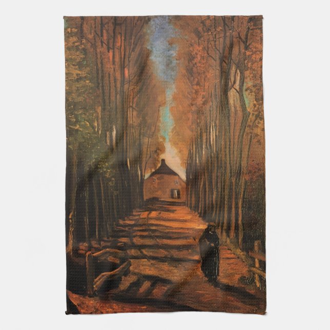 Popplarallén på hösten av Vincent van Gogh Kökshandduk (Vertikal)