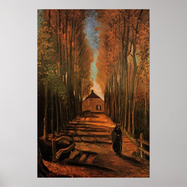 Popplarallén på hösten av Vincent van Gogh Poster (Framsidan)