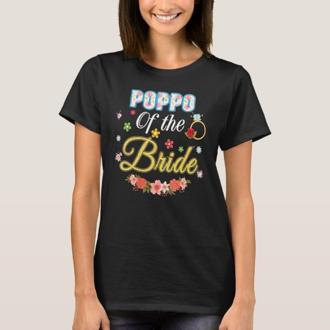 Poppo of the Bride Bröllopsfest Family Flower Rin T Shirt (Framsida)