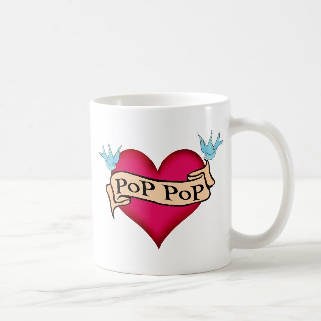 Poppop - beställnings- hjärtatatueringT-tröja & Kaffemugg (Höger)