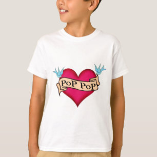 Poppop - beställnings- hjärtatatueringT-tröja & T Shirt