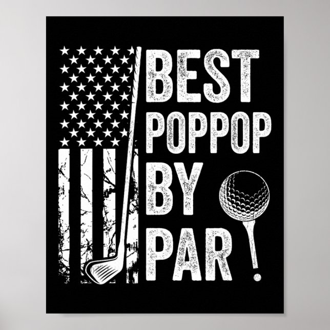 Poppop by Par USA flagga Golf Fars dag Golfing Gr Poster (Framsidan)