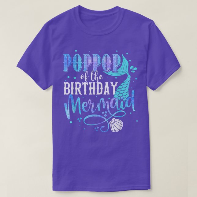 Poppop Of The Birthday Mermaid Family Matching Par T Shirt (Design framsida)