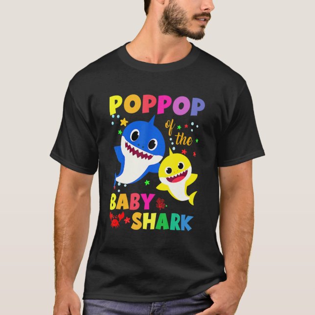 Poppop Of The Birthday Shark Dad Mom Matching Fami T Shirt (Framsida)
