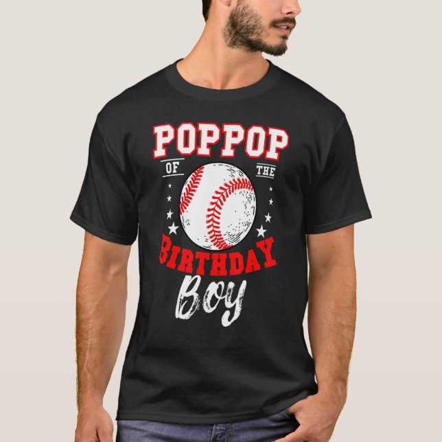 Poppop på födelsedagstorgen Baseball Theme Bday Ce T Shirt (Framsida)
