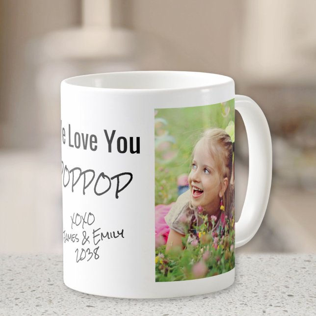 Poppop Vi Kärlek Personlig Photo Namn Kaffemugg (Skapare uppladdad)