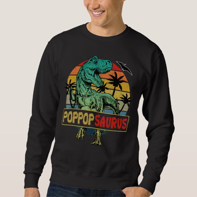 Poppopsaurus Rex Dinosaur Family Matching Lång Ärmad Tröja (Framsida)