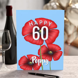 Poppy 60 Anpassningsbars milstone Birthday Card Kort