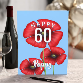Poppy 60 Anpassningsbars milstone Birthday Card Kort