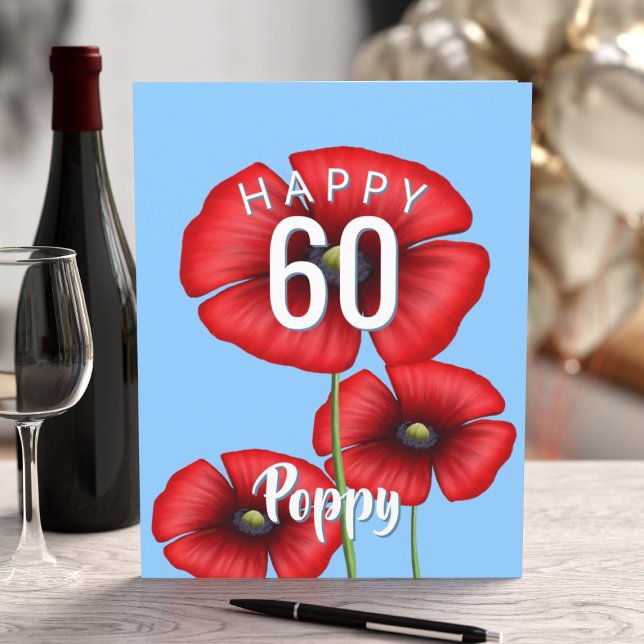 Poppy 60 Anpassningsbars milstone Birthday Card Kort (A big poppy birthday card that can be used for any milestone birthday. )