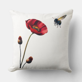 Poppy and Bee Cotton Dekorativ kudde