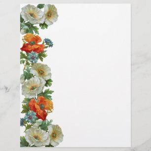 Poppy and Cornblommor Blommigt Art Letterhead