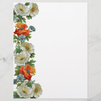 Poppy and Cornblommor Blommigt Art Letterhead