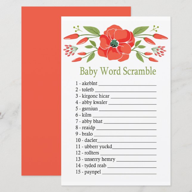 Poppy Baby ord-schaktspel (Fram/baksida)