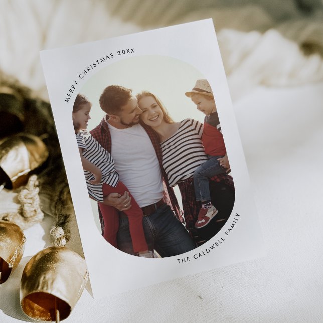 POPPY Black Modern Roligt Family DIY Photo Jul Julkort (POPPY Black Modern Fun Family DIY Photo Christmas Holiday Card)