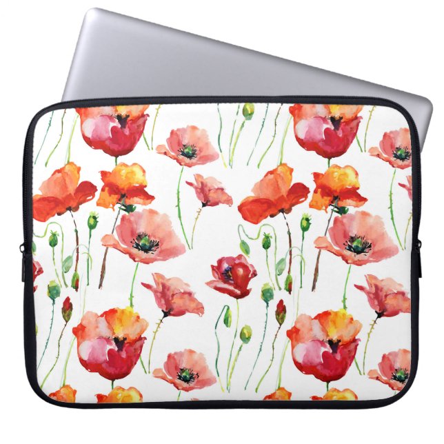 Poppy Blommar: Enkel, sömlös bakgrund. Laptop Fodral (Framsidan)