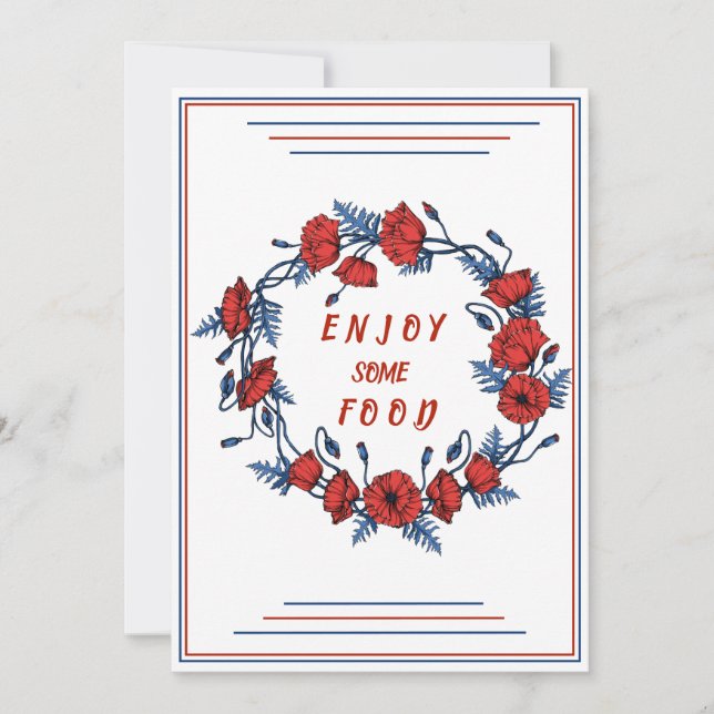 Poppy Blommigt Baby Shower har lite mat Inbjudningar (Framsida)